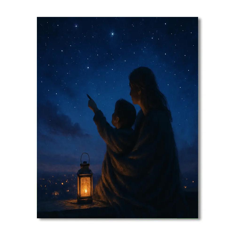 Starlit Rooftop Wishes Paint by numbers art