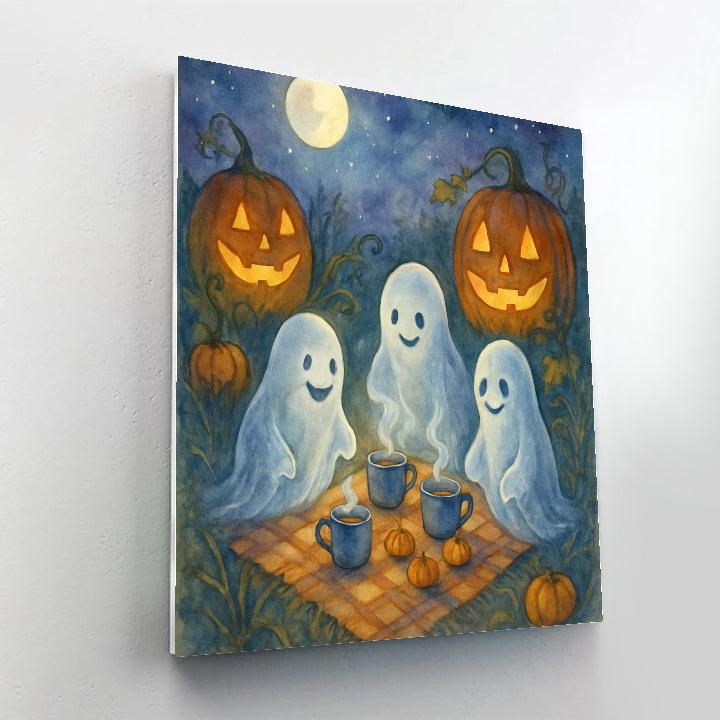 Moonlit Ghost Picnic In The Pumpkin Patch DIY paint by numbers
