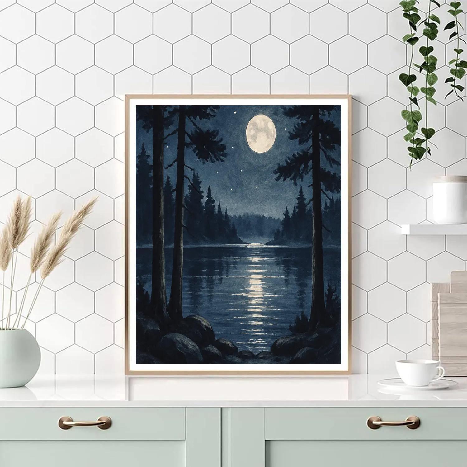 Moonlit Pines By The Quiet Lake Paint by numbers kits