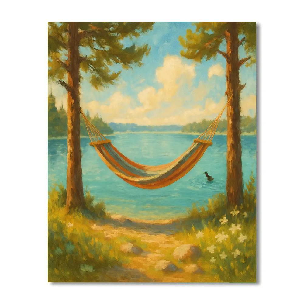 Summer Hammock By Blue Glass Lake paint by numbers