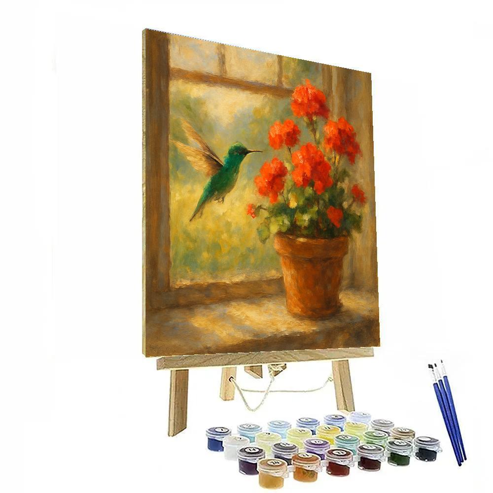 Hummingbird Haven In The Window Nook Painting by numbers kit
