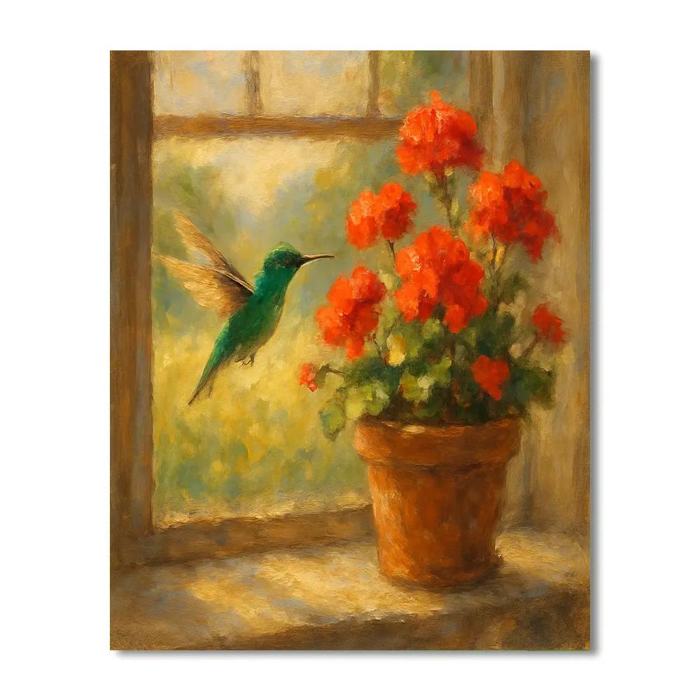 Hummingbird Haven In The Window Nook Painting by numbers kit