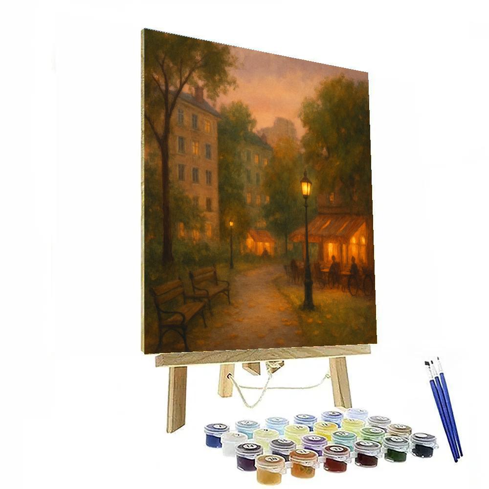 Parkside Cafes At Golden Hour paint by numbers