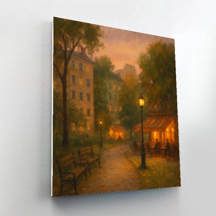 Parkside Cafes At Golden Hour paint by numbers