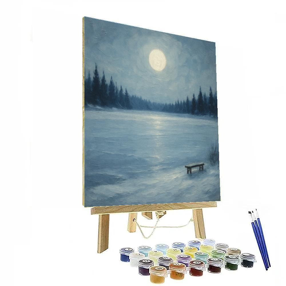 Midwinter Moon Over Silent Shore paint by numbers