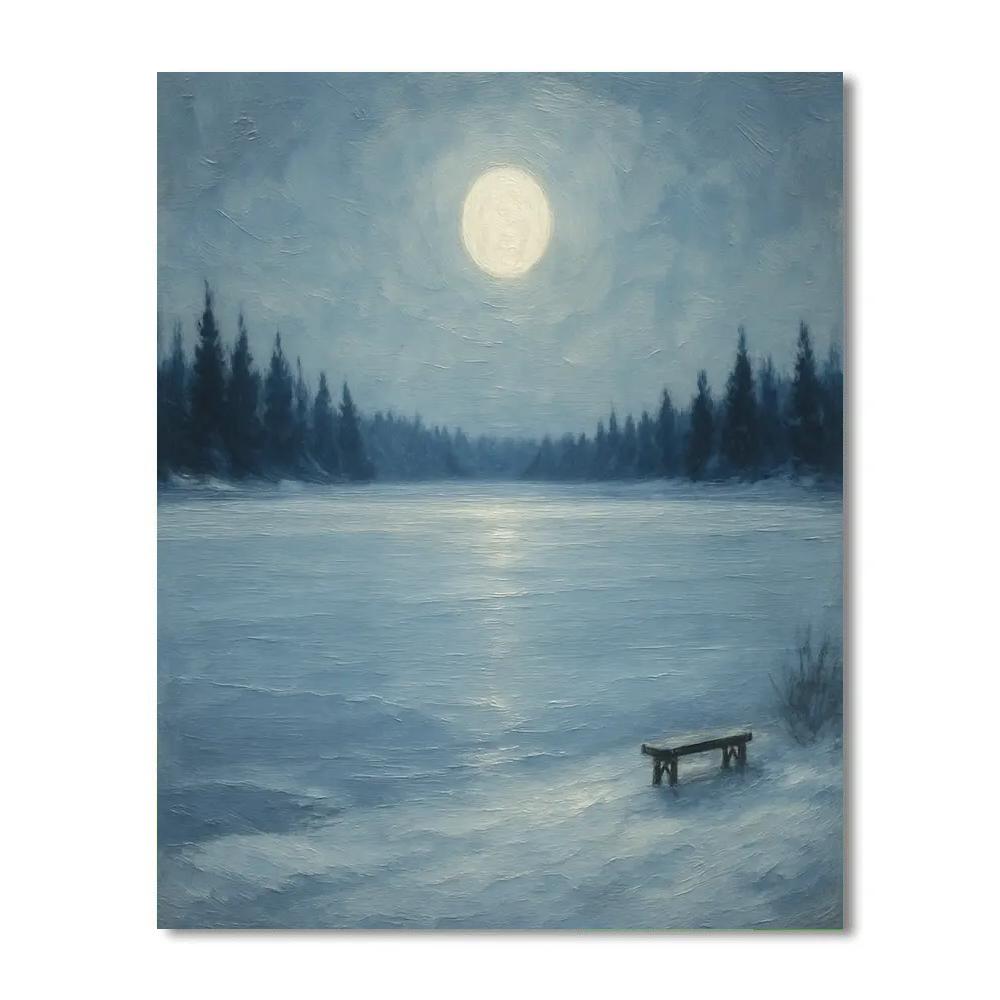 Midwinter Moon Over Silent Shore paint by numbers
