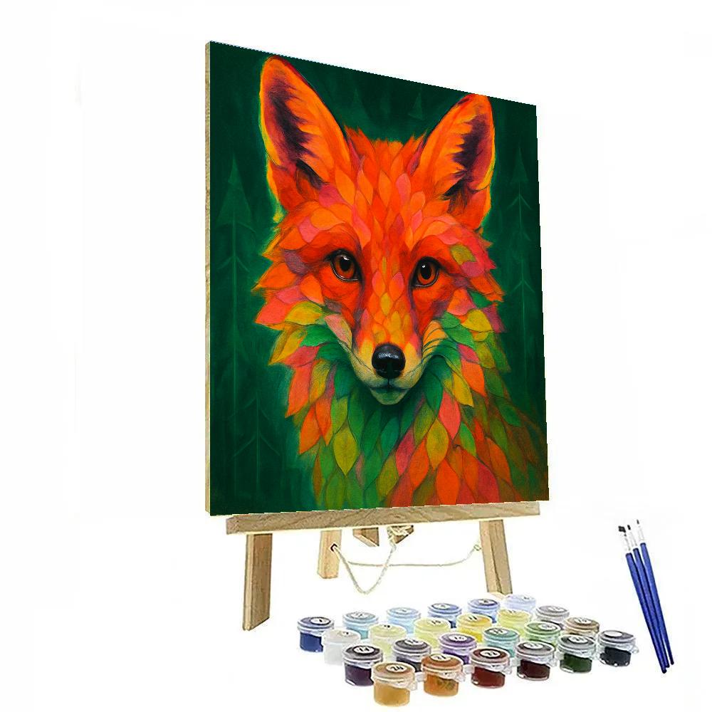 Prismatic Forest Fox DIY paint by numbers