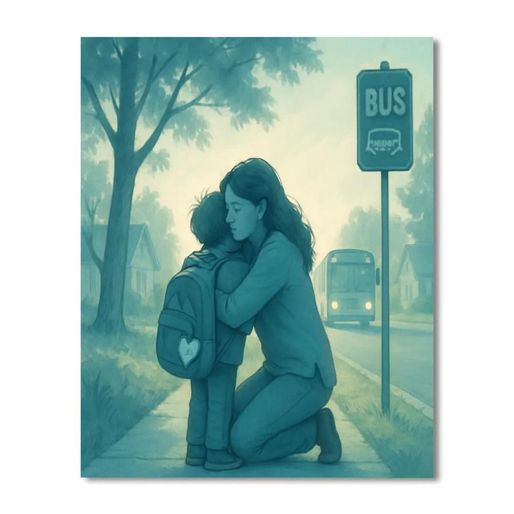 Bus Stop Goodbye Hug Painting by numbers kit