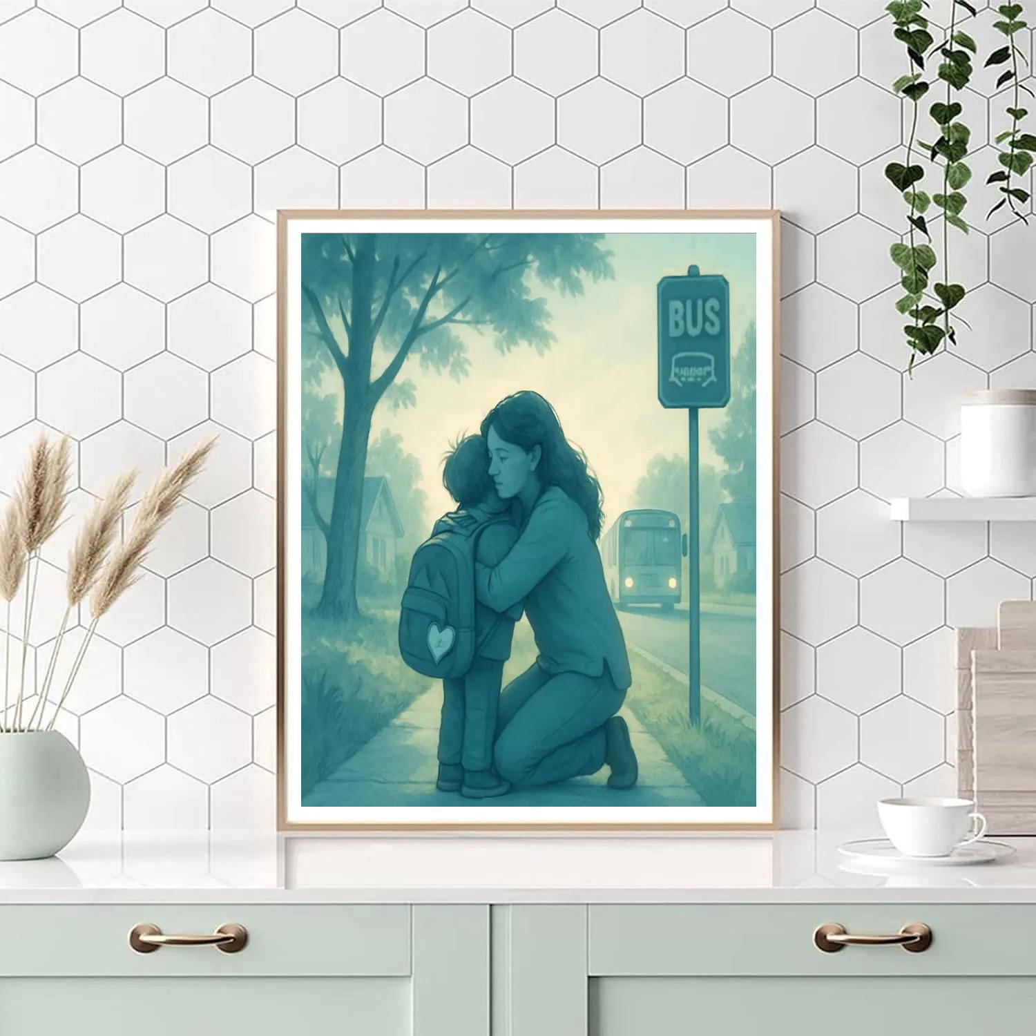 Bus Stop Goodbye Hug Painting by numbers kit