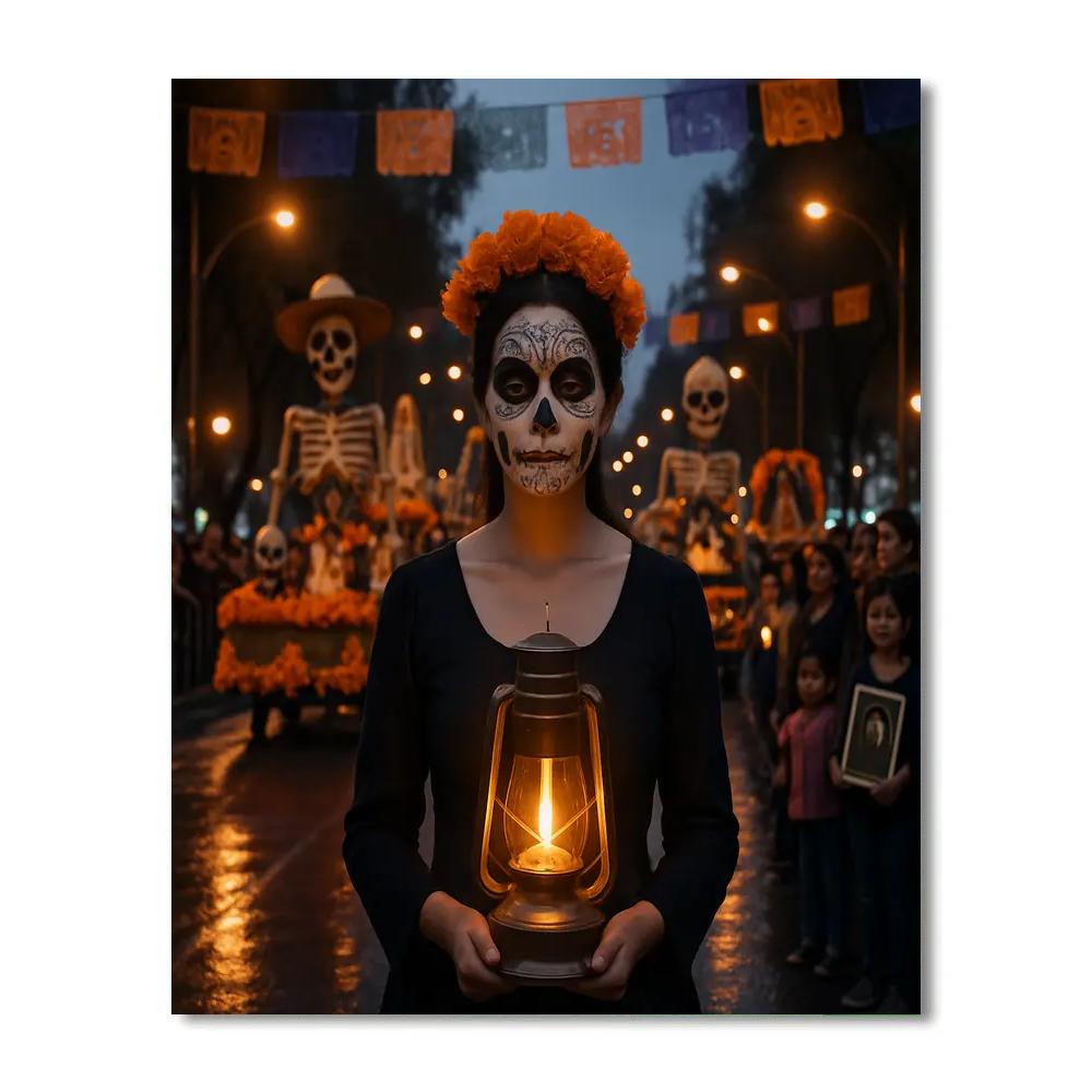 DiaDeMuertosParadeInMexicoCityEvening paint by numbers