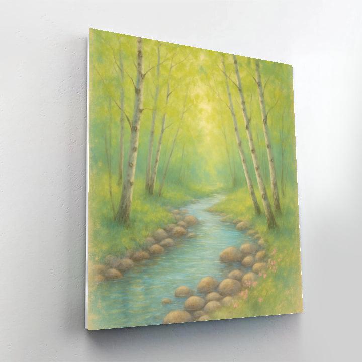 Spring Brook Under Birch Canopy paint by numbers