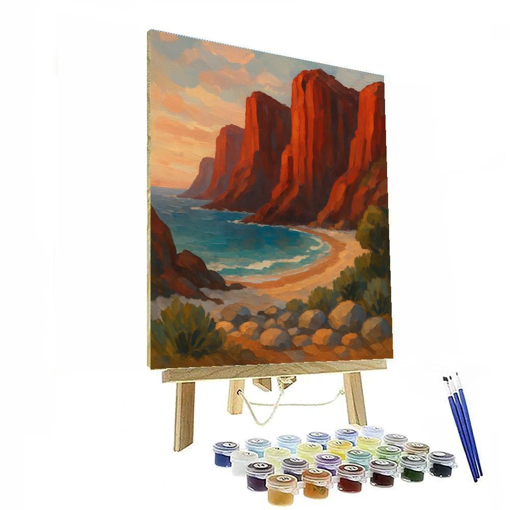 Crimson Cliffs And Quiet Cove Paint by numbers art