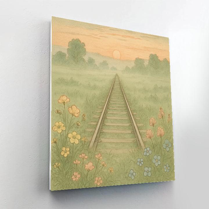 Morning Haze Over Meadow Railway paint by numbers