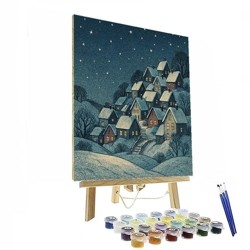 Starlit Village Slope Paint by numbers art