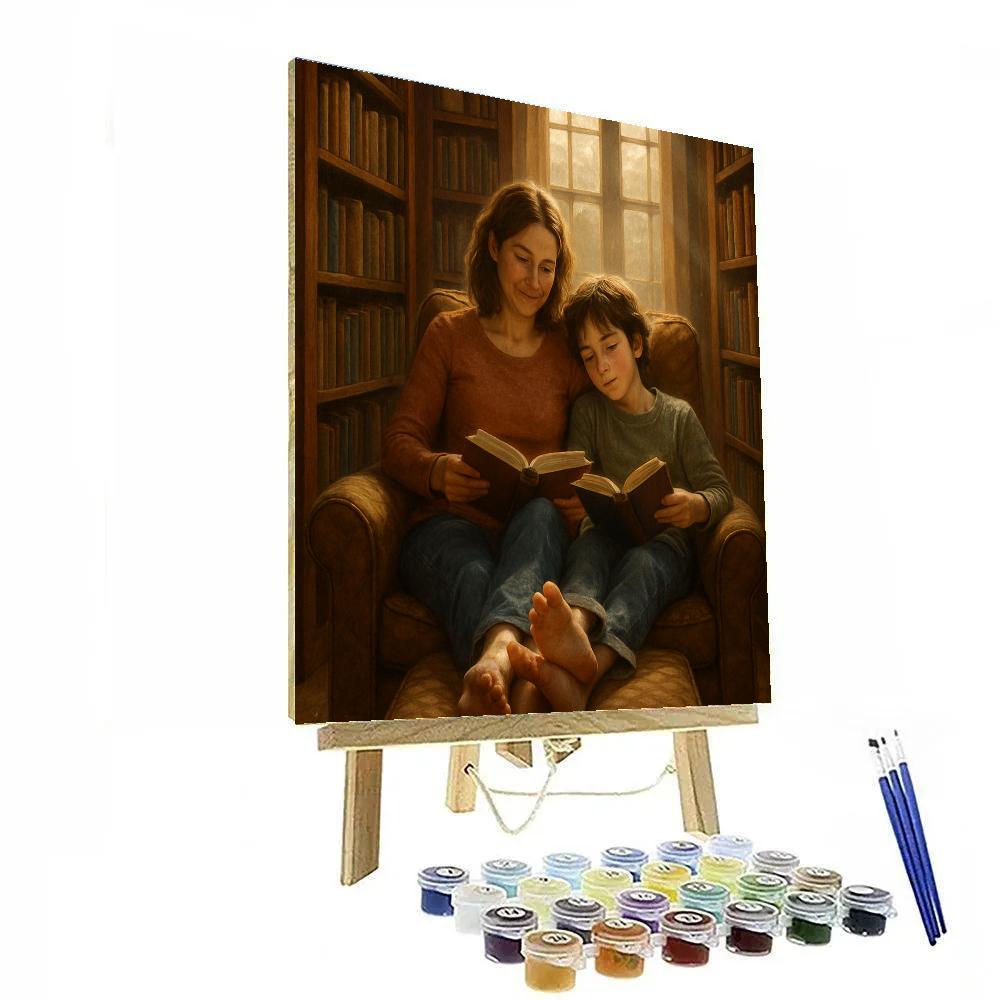 Quiet Library Corner With Mom DIY paint by numbers