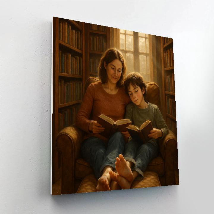 Quiet Library Corner With Mom DIY paint by numbers