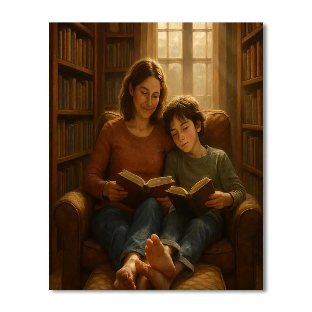 Quiet Library Corner With Mom DIY paint by numbers