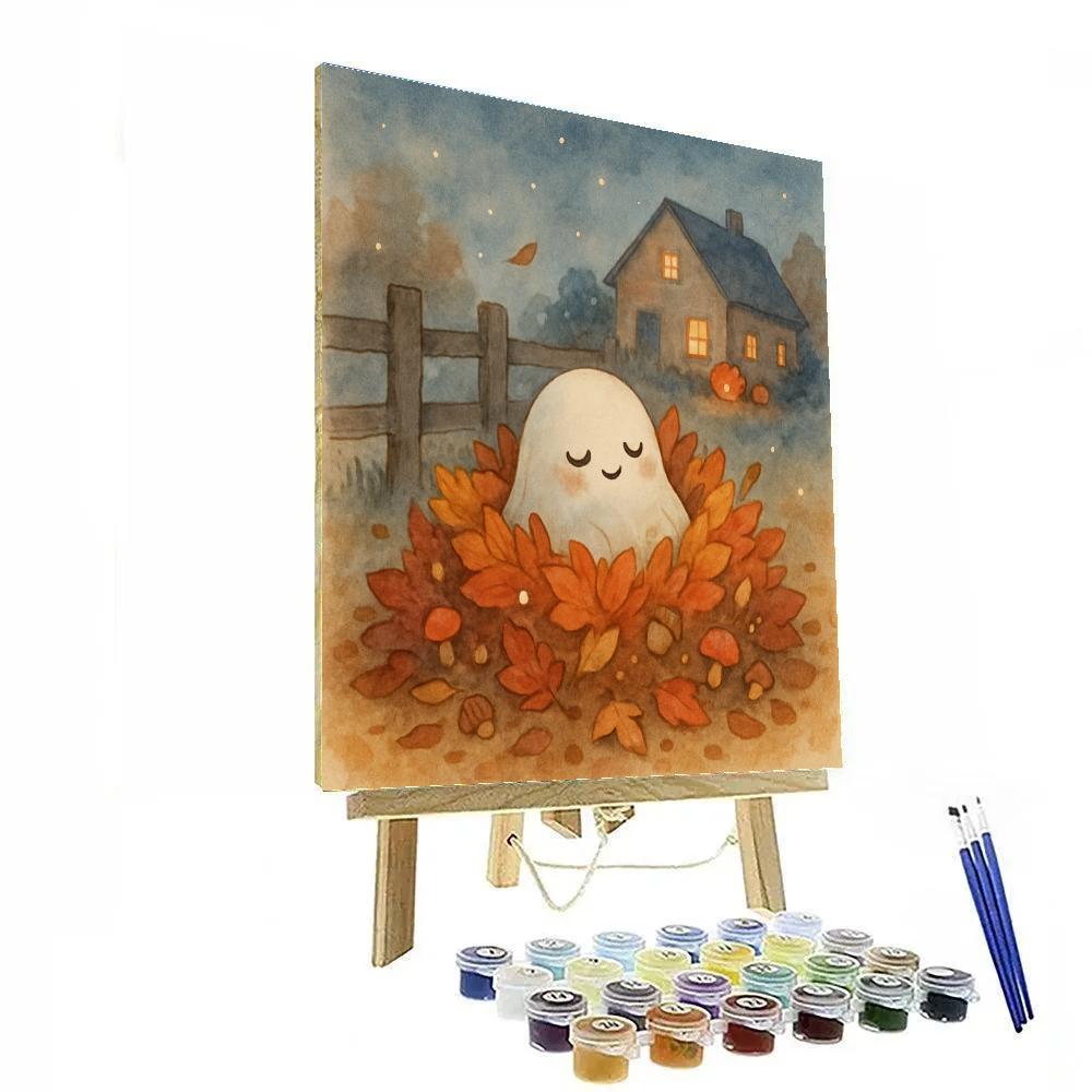 Sleeping Ghost In A Pile Of Leaves Paint by numbers kits