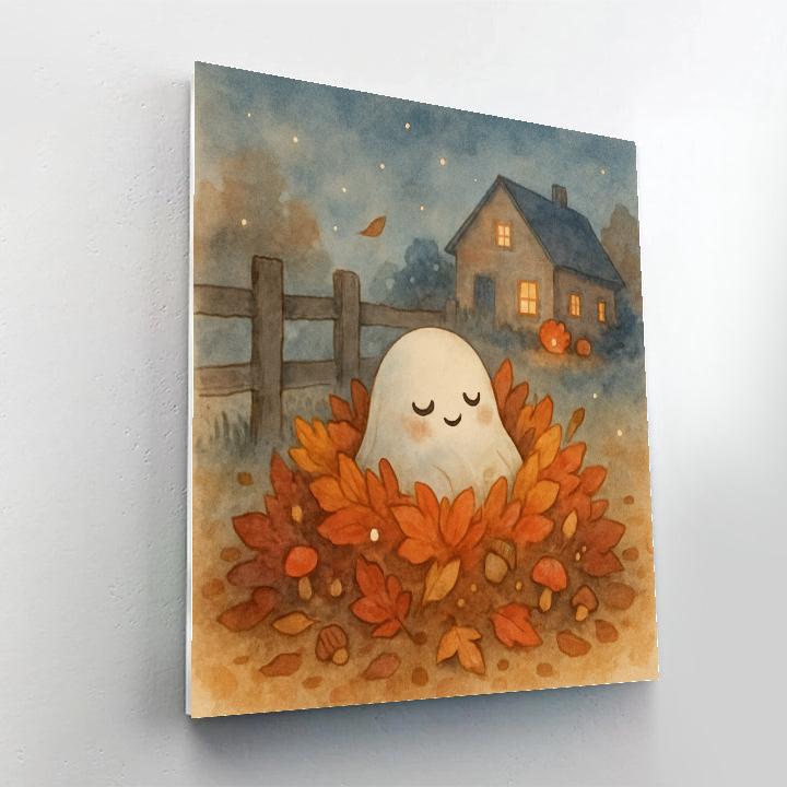 Sleeping Ghost In A Pile Of Leaves Paint by numbers kits