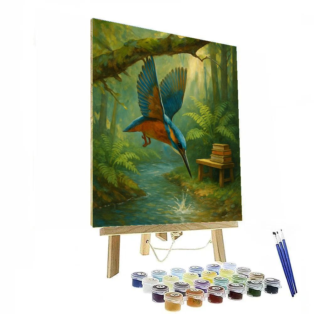 Kingfisher Over Brookside Library Paint by numbers kits