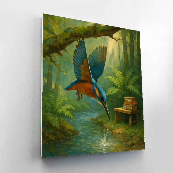 Kingfisher Over Brookside Library Paint by numbers kits