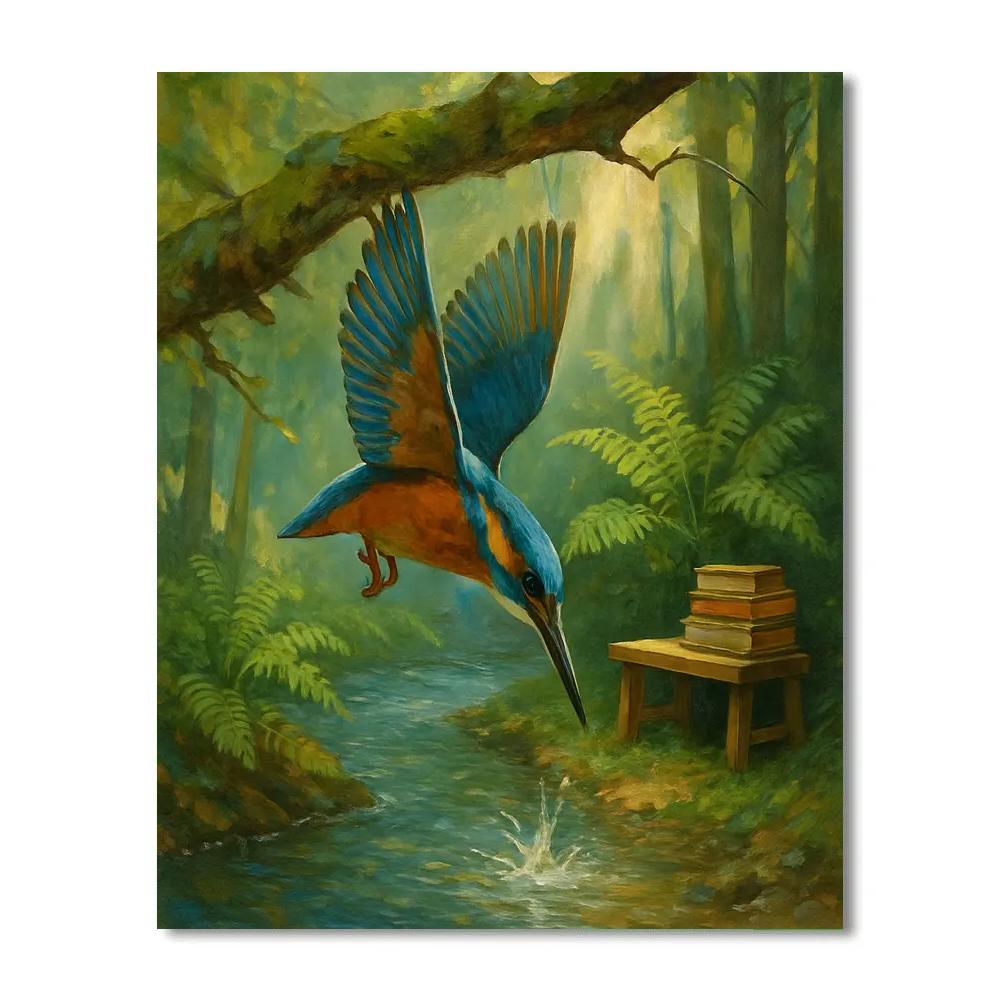 Kingfisher Over Brookside Library Paint by numbers kits
