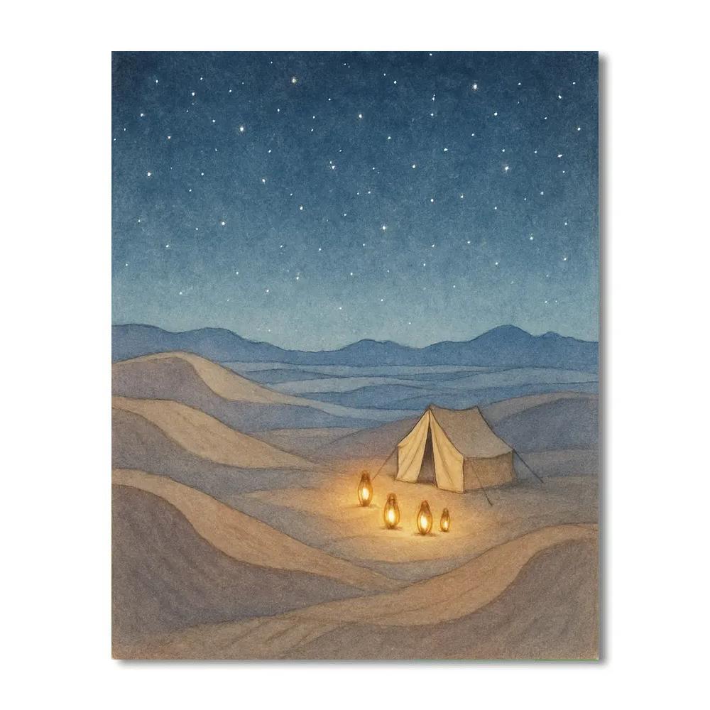 Starlit Desert Lantern Camp Numbered painting kits