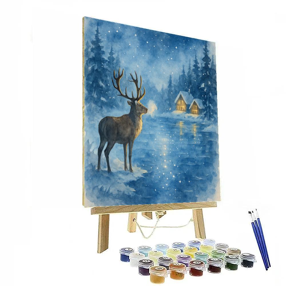 Starlit Reindeer Lake Number painting