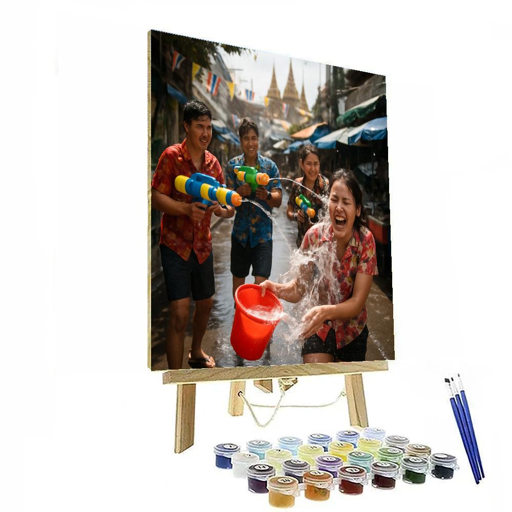 SongkranWaterFestivalInBangkokSideStreet painting number kit