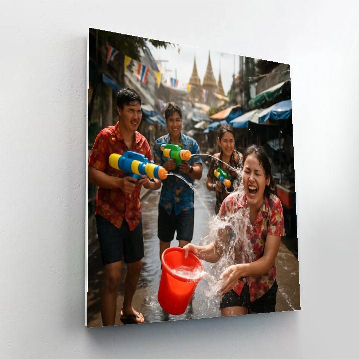 SongkranWaterFestivalInBangkokSideStreet painting number kit