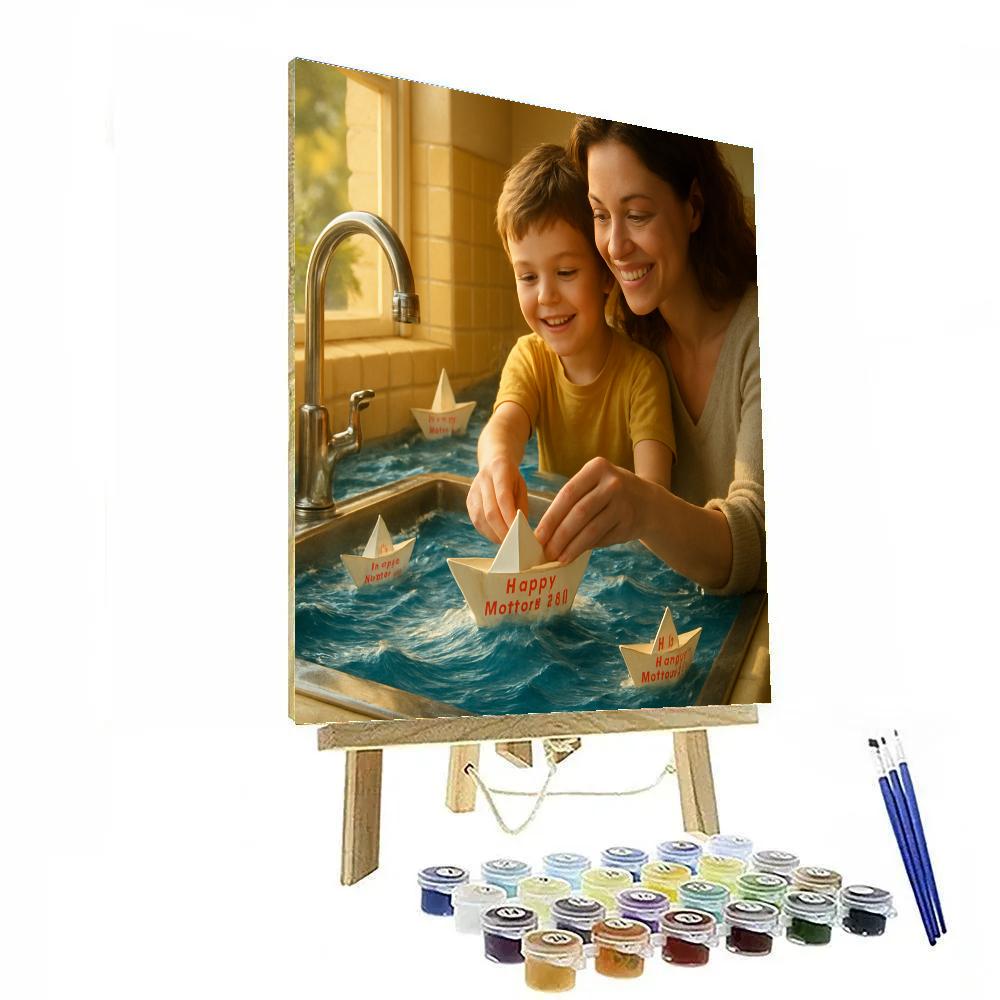 Paper Boat Harbor At The Sink paint by color