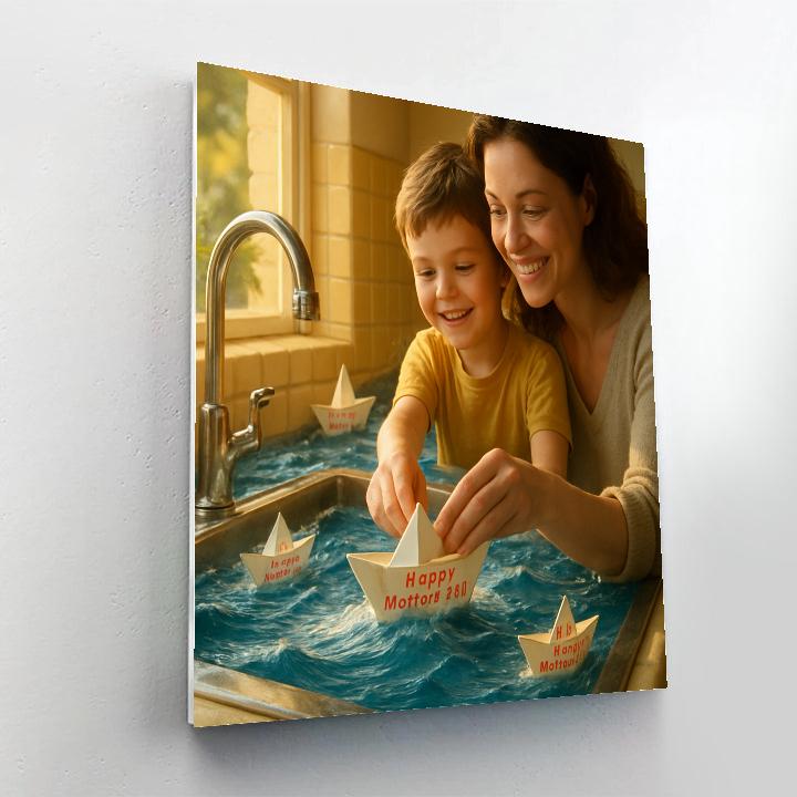 Paper Boat Harbor At The Sink paint by color