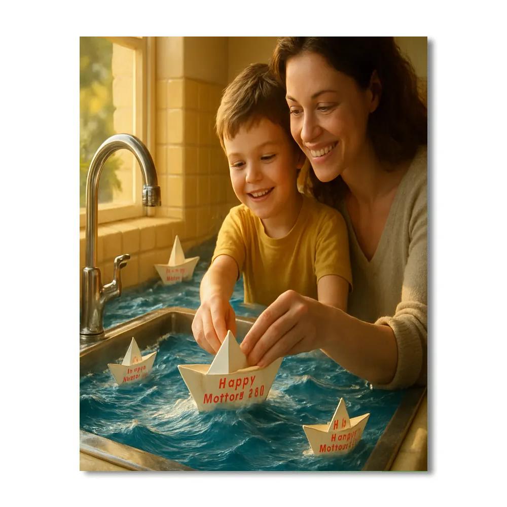 Paper Boat Harbor At The Sink paint by color