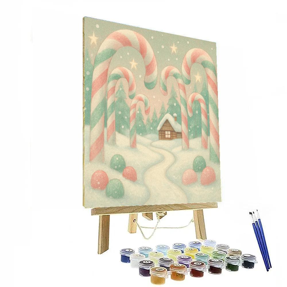 Candy Cane Forest Pathway Painting by numbers kit