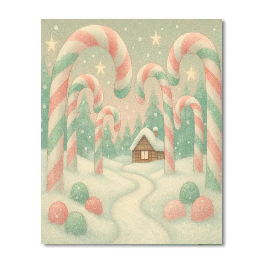 Candy Cane Forest Pathway Painting by numbers kit