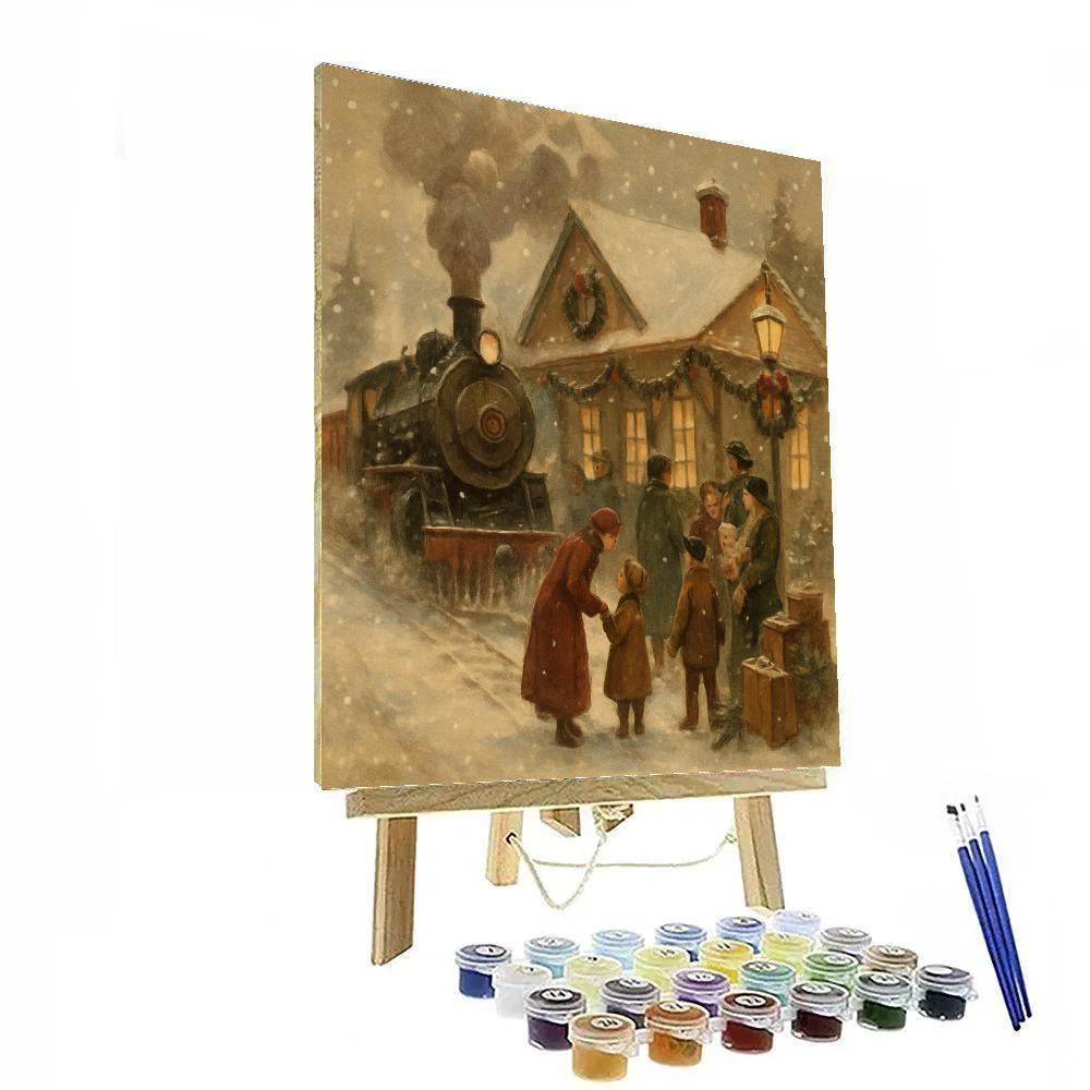 Vintage Train Station Homecoming paint by numbers