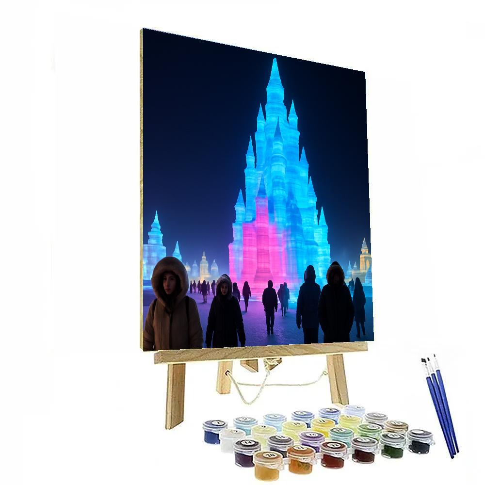 HarbinIceAndSnowFestivalNightCastleView paint by color