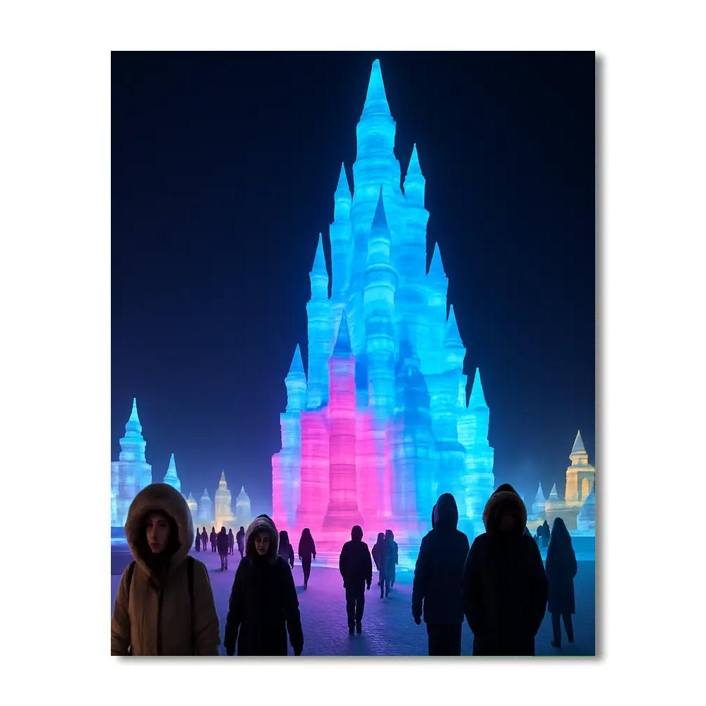 HarbinIceAndSnowFestivalNightCastleView paint by color