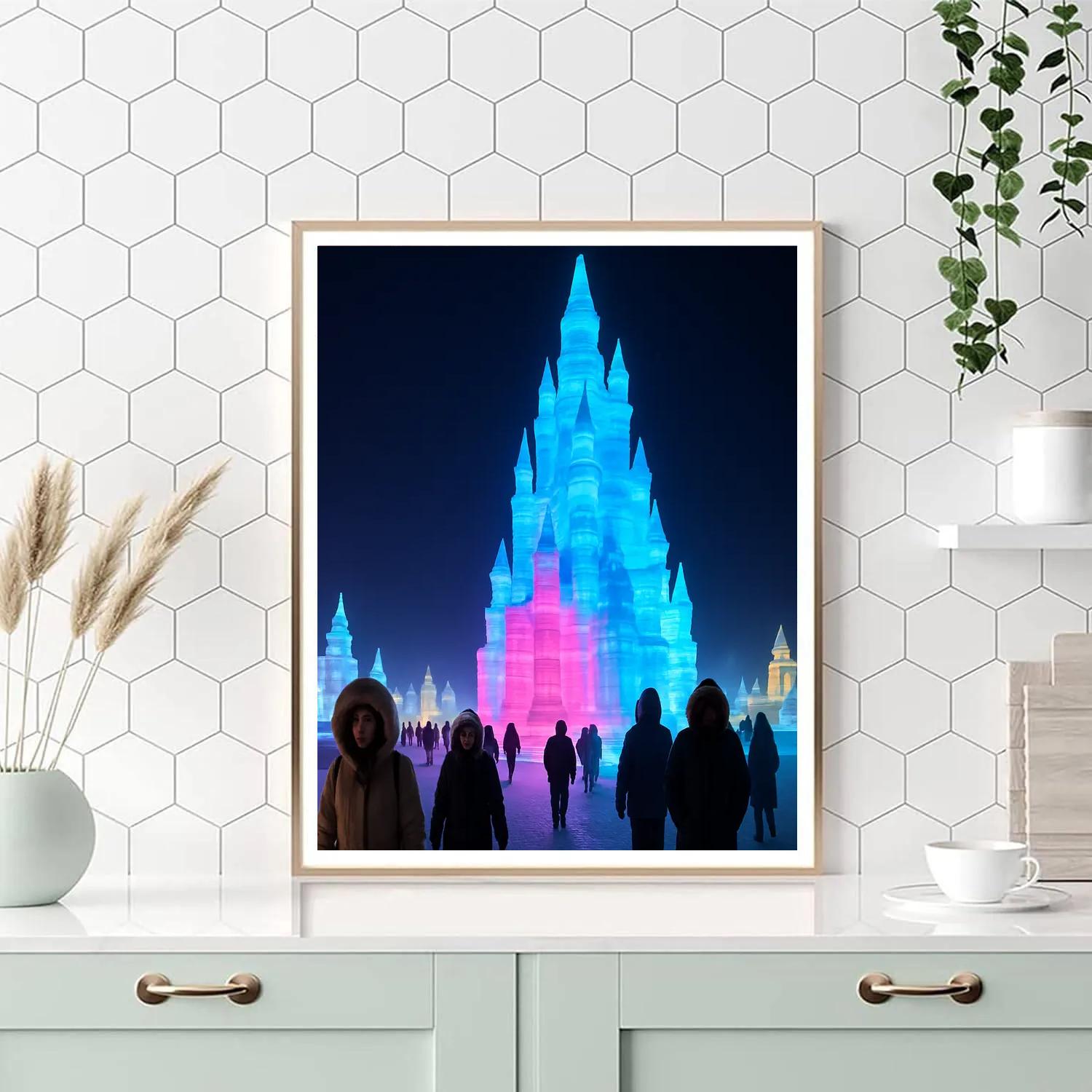 HarbinIceAndSnowFestivalNightCastleView paint by color