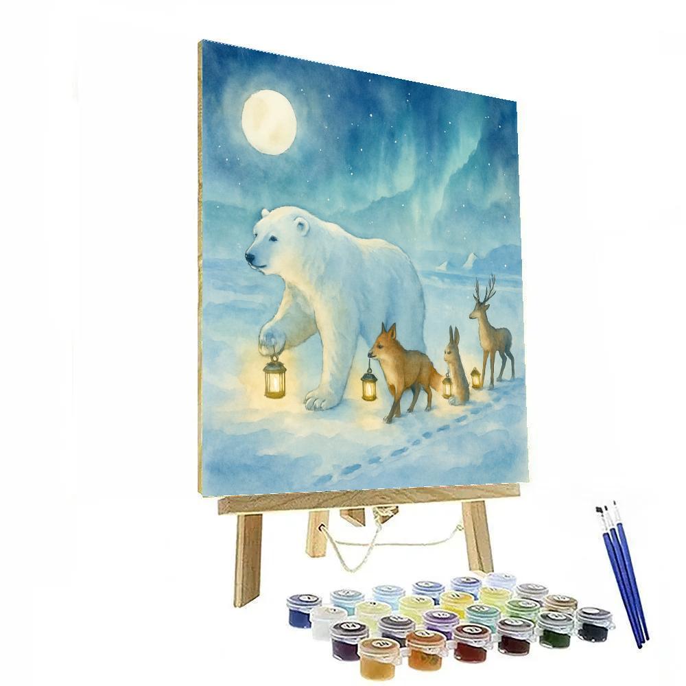 Polar Bear Lantern Parade DIY paint by numbers