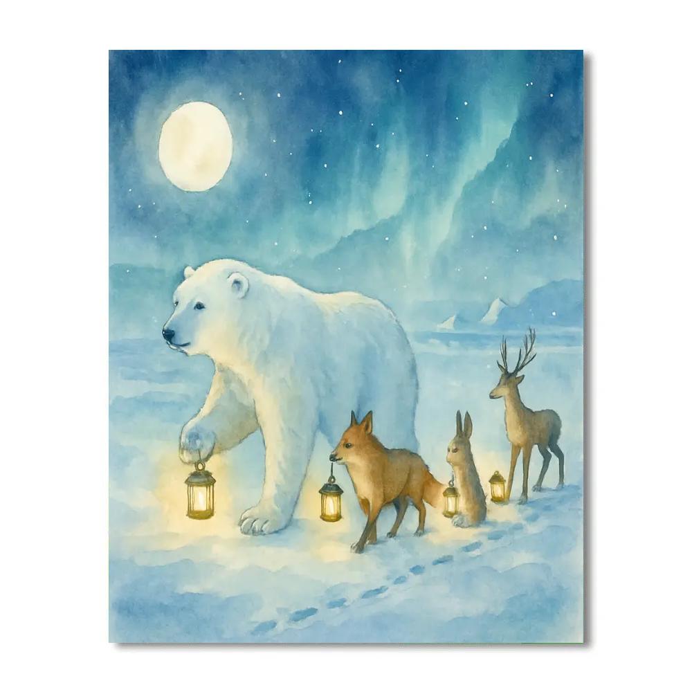 Polar Bear Lantern Parade DIY paint by numbers