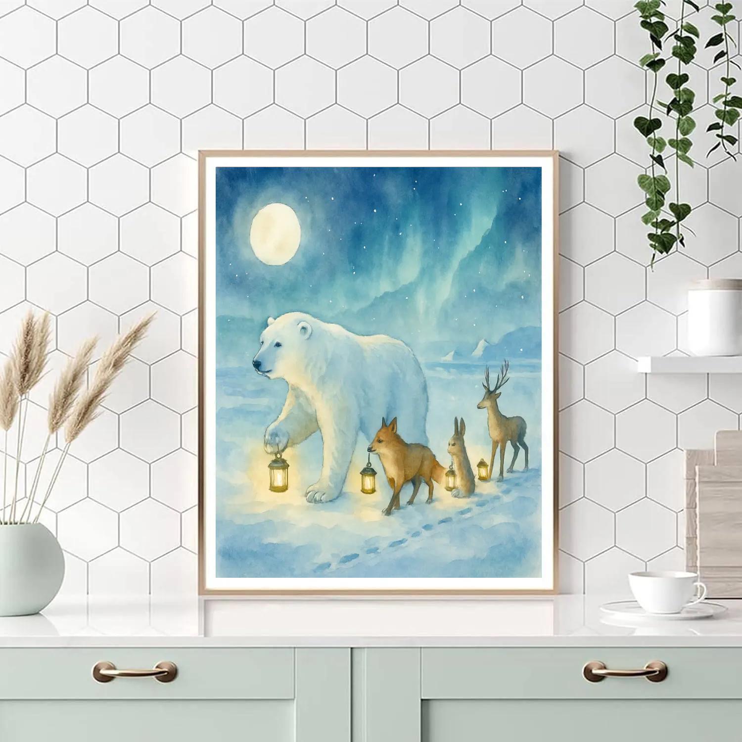 Polar Bear Lantern Parade DIY paint by numbers