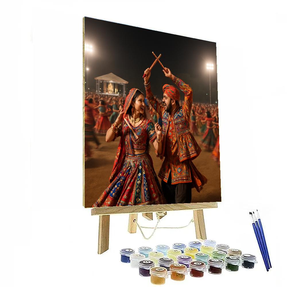 GarbaNightDuringNavratriInAhmedabadGround Paint by numbers art