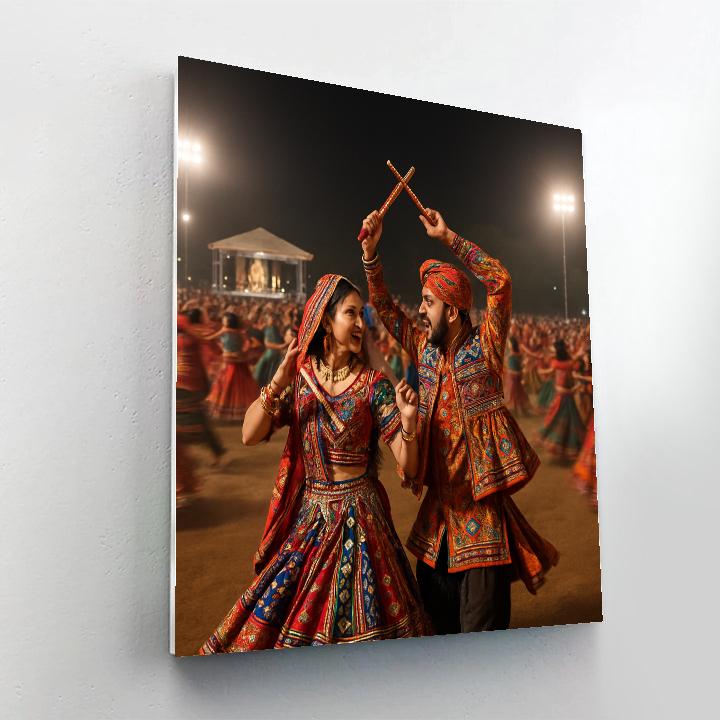 GarbaNightDuringNavratriInAhmedabadGround Paint by numbers art