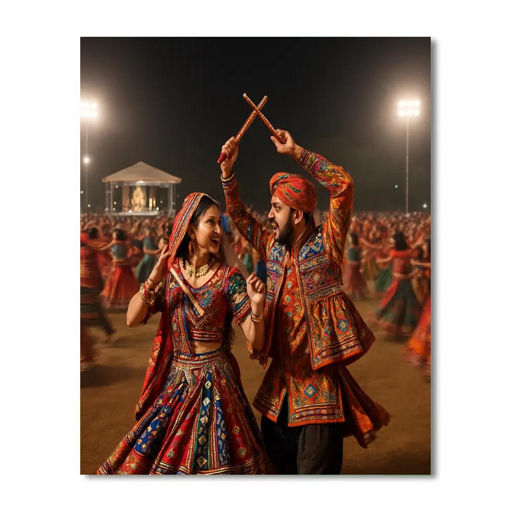 GarbaNightDuringNavratriInAhmedabadGround Paint by numbers art