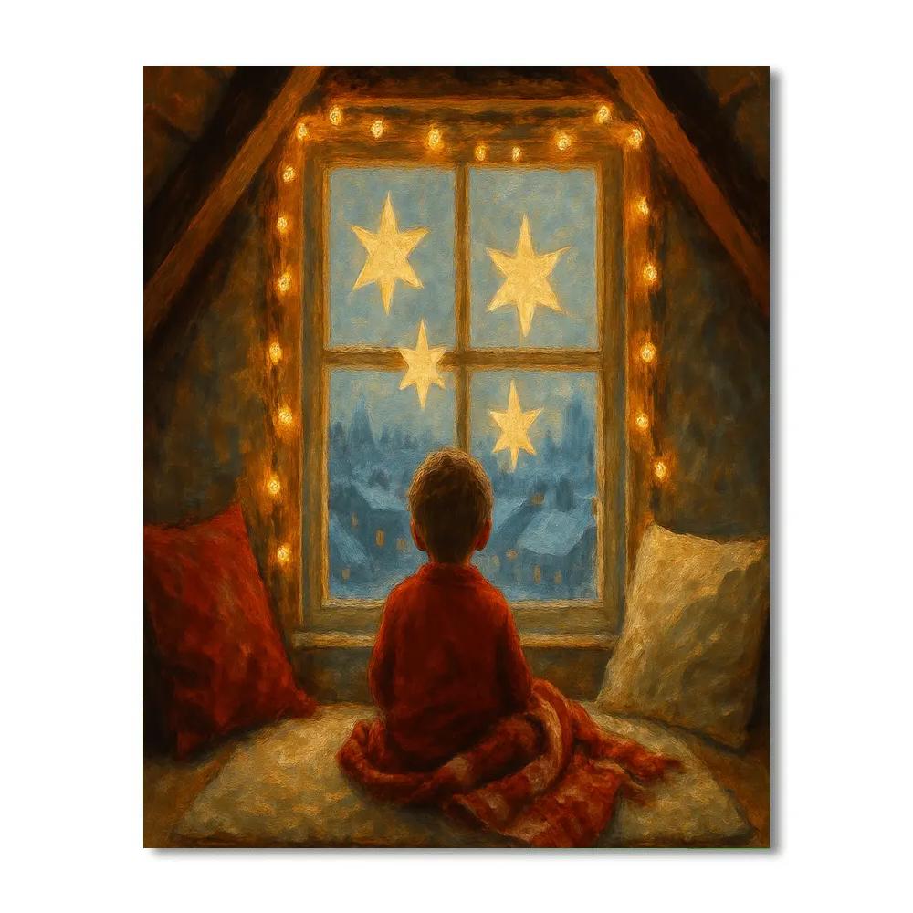 Attic Window Advent Stars Numbered painting kits