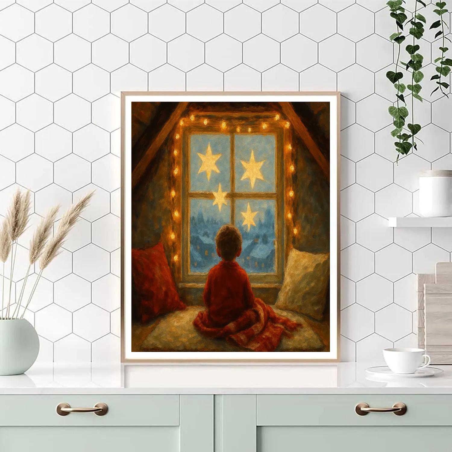 Attic Window Advent Stars Numbered painting kits