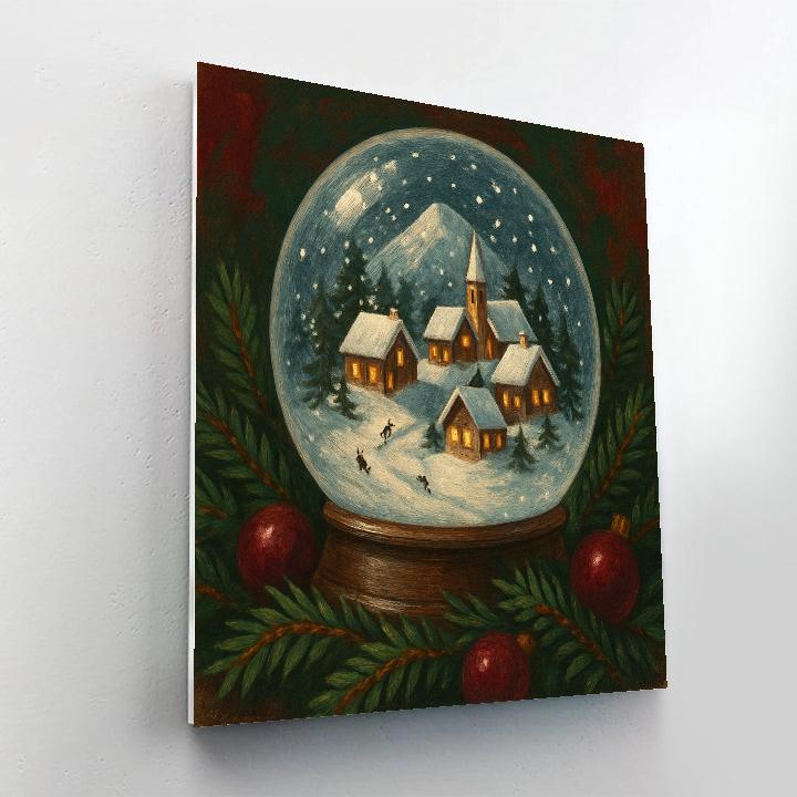 Snow Globe Mountain Village paint by numbers