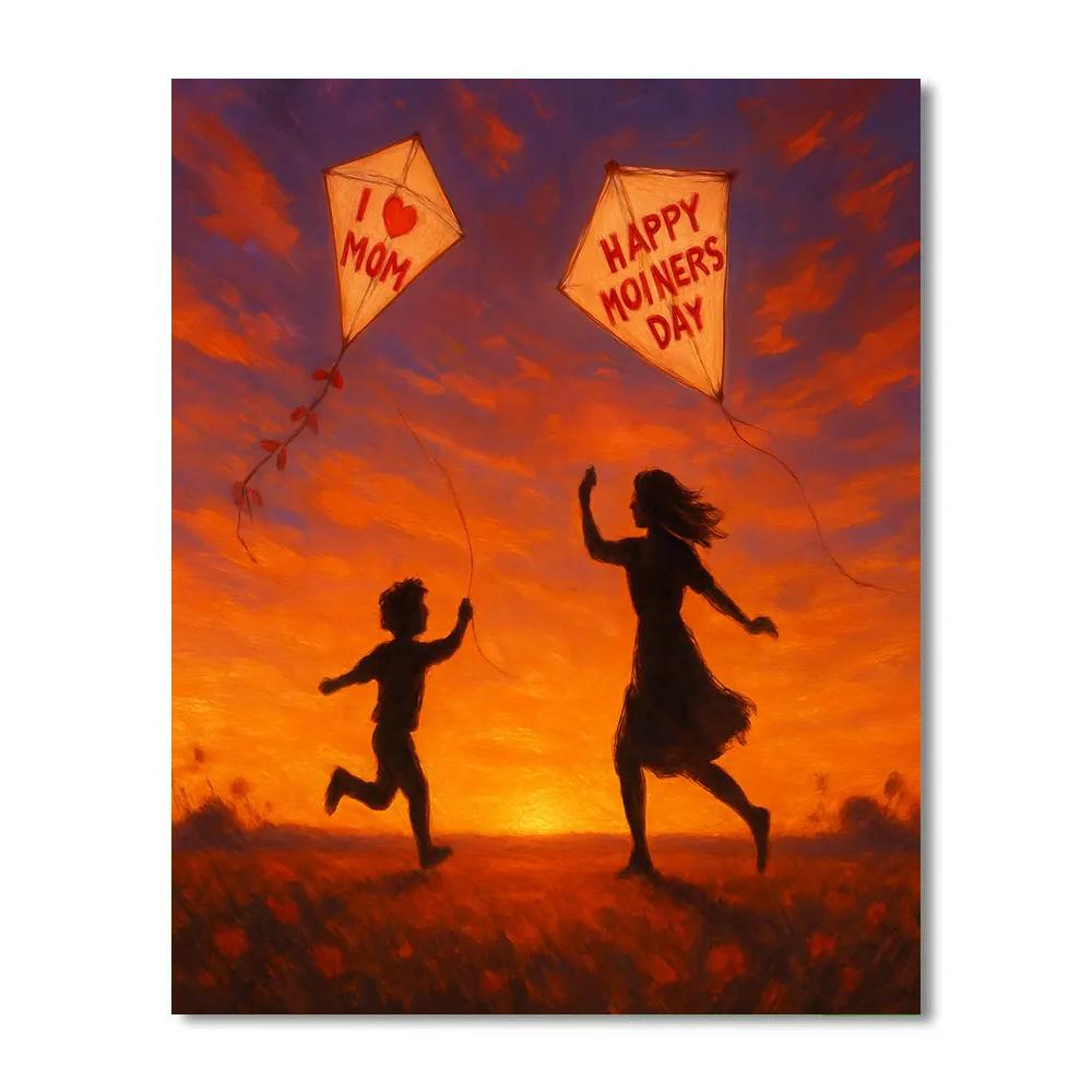Sunset Field Of Paper Kites Painting by numbers kit
