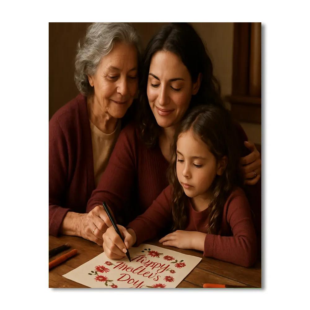 Generational Kitchen Table Portrait Number painting